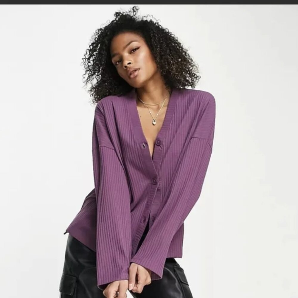 Monki (ASOS) Oversized Ribbed Jersey Cardigan Size Small